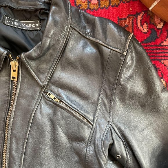 Vintage 8 Mens Napa Leather Distressed Moto Jacket - Picture 2 of 10